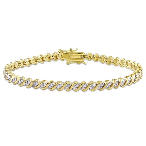 Diamond "s" Link Tennis Bracelet Yellow-plated