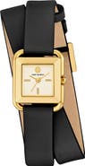 Tory Burch The Small Kira Double Wrap Leather Strap Watch, 18mm