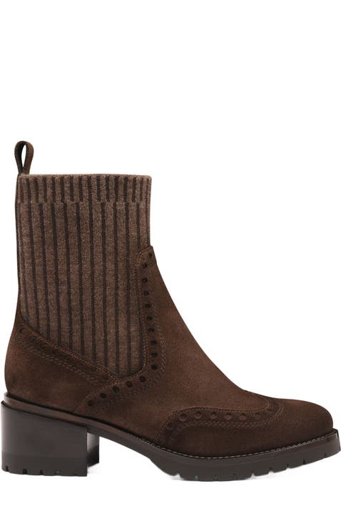 Women's suede low-heel ankle boot