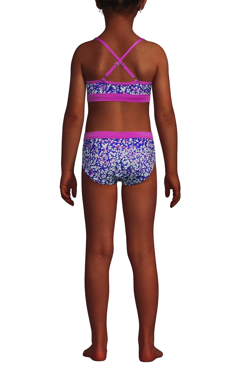 Lands' End Big Girls 3 Piece UPF 50 Sun Protection Rash Guard Set, Alternate, color, Electric Blue Mosaic Dot