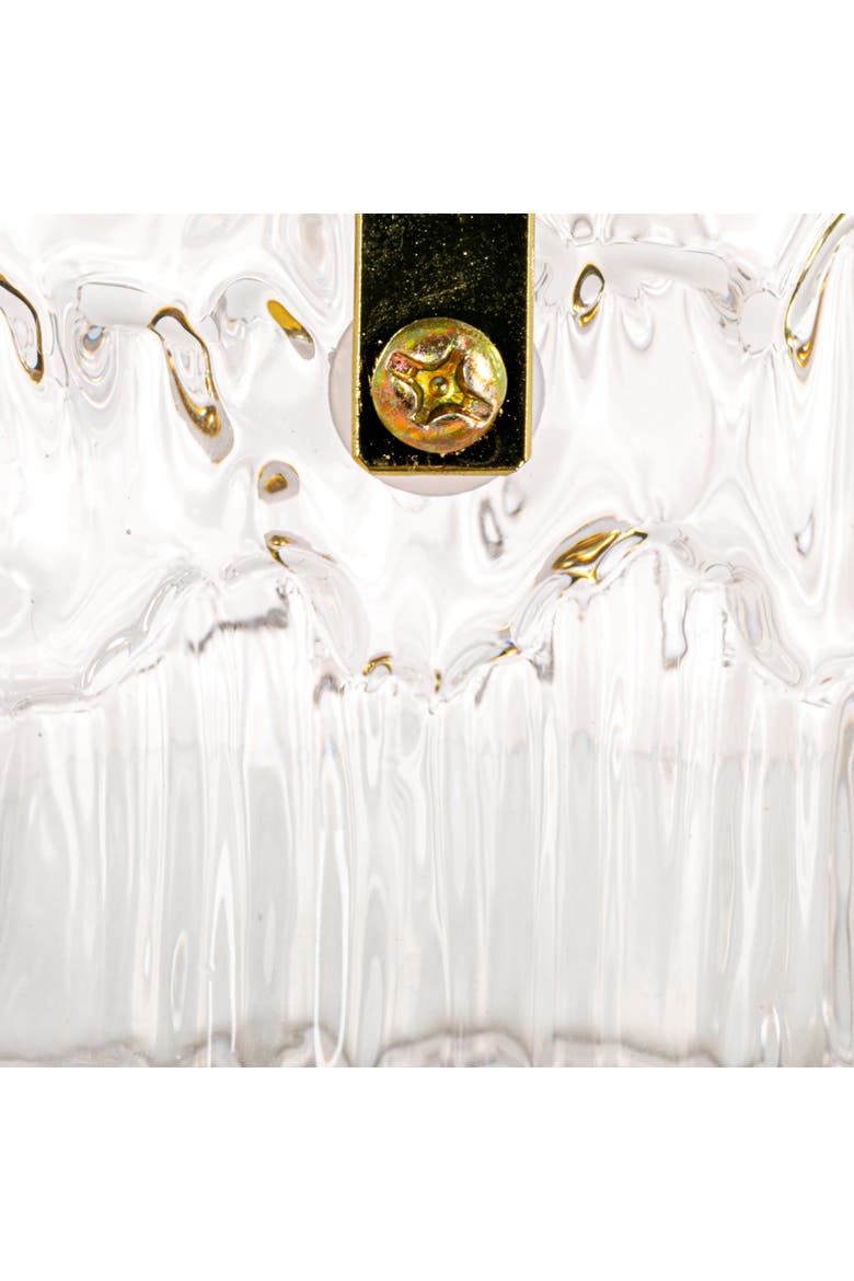 24-Ounce Textured Glass Ice Bucket with Gold Finish Handle and Tongs, Clear/Gold, Alternate, color, Gold