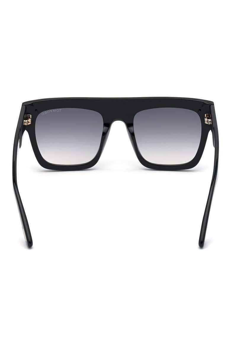 Renee 52mm Gradient Flat Top Square Glasses, Alternate, color, SHINY BLACK / GRADIENT SMOKE