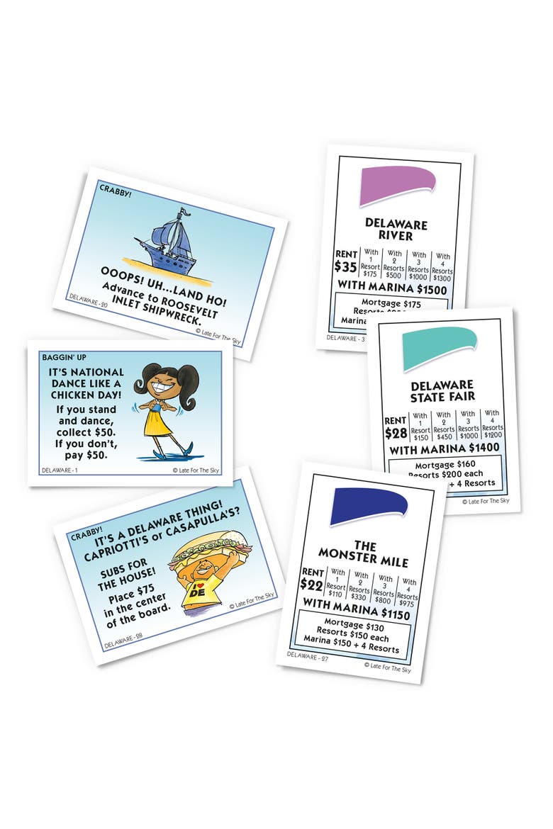 Delaware Opoly Board Game, Alternate, color, Multicolored