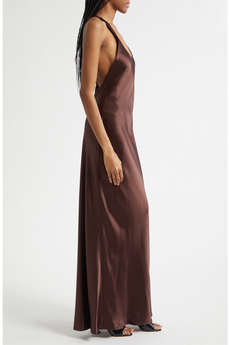 Juanita Racerback Satin Gown, Alternate, color, EARTH