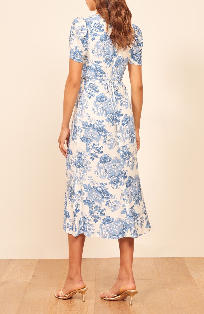 Reformation Marfa Ruffle Trim Midi Dress, Alternate, color, 