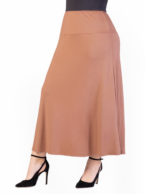 24seven Comfort Apparel Plus Size Comfortable Fit Elastic Waist Maxi Skirt In Pink