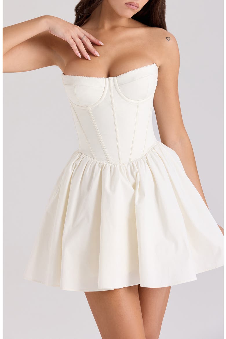 kristiana ivory cotton strapless corset mini dress Kristiana Strapless Stretch Cotton Cocktail Minidress (Women)