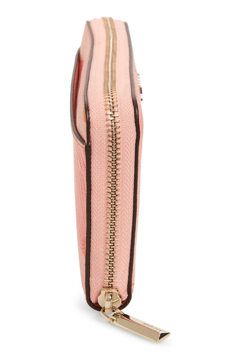 spencer falling flower zip around leather continental wallet, Alternate, color, PINK MULTI
