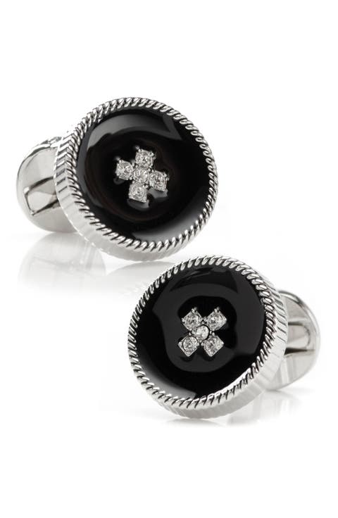 Crystal Button Cuff Links