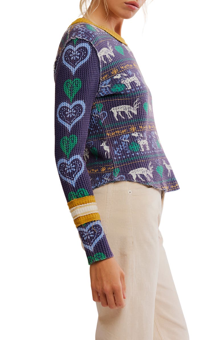 Free People Blissful Layering Long Sleeve T-Shirt, Alternate, color, Navy Combo