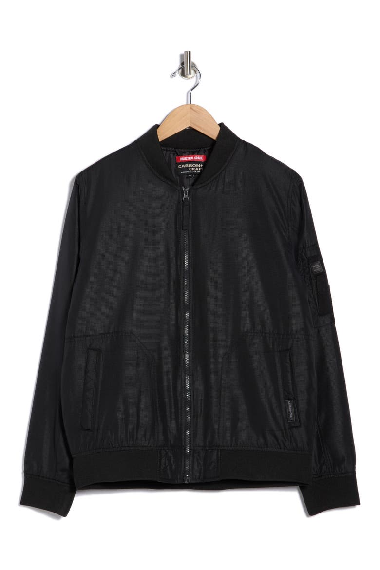 Padded Printed Bomber Jacket, Alternate, color, BLACK