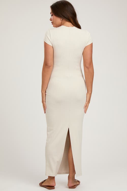 Pinkblush Fitted Short Sleeve Maxi Dress In White