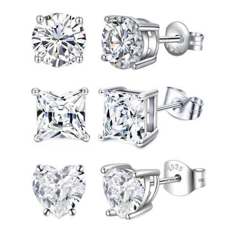 Set Of 3 Sterling Silver Earrings