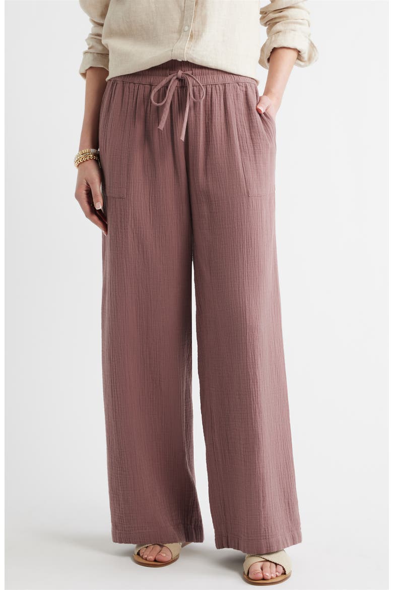 Wide Leg Gauze Pants, Main, color, PURPLE TAUPE
