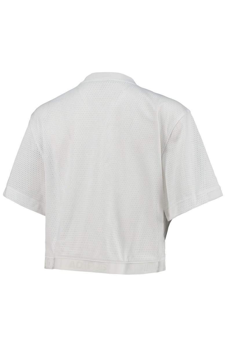 adidas Women's adidas White Miami Hurricanes Primegreen V-Neck Cropped Jersey, Alternate, color, 