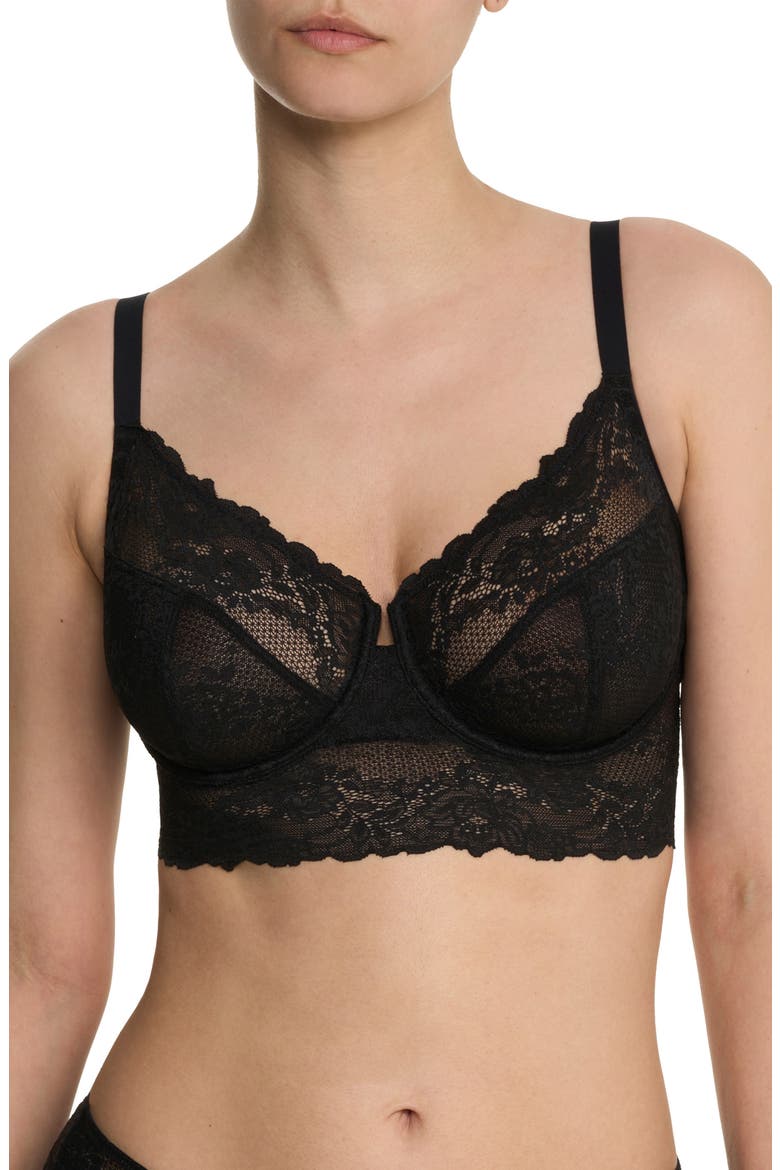 Heavenly Full Coverage Longline Lace Underwire Bra, Main, color, BLACK