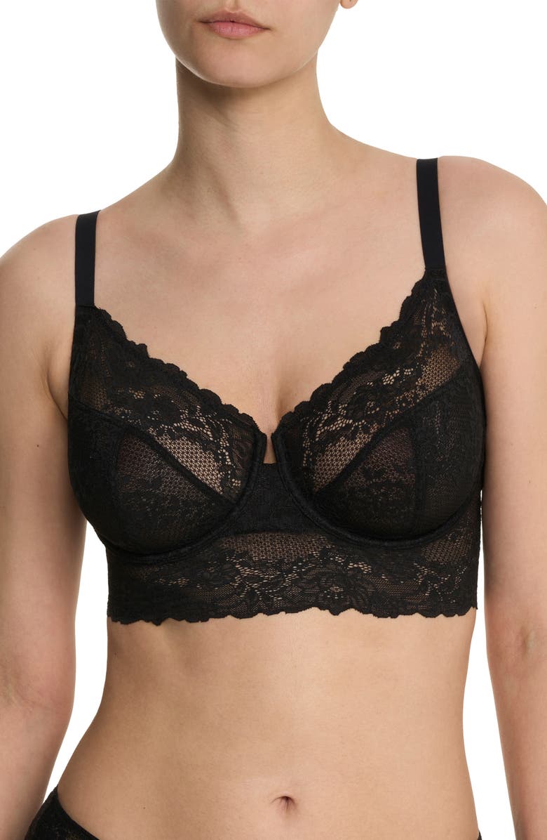 Natori Heavenly Full Coverage Longline Lace Underwire Bra, Main, color, Black