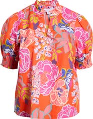 SUGARLIPS Reign Floral Cotton Puff Sleeve Top