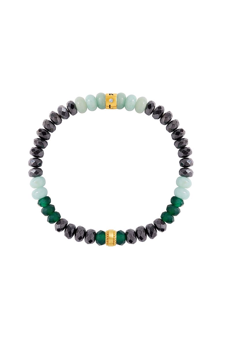 Hematite Amazonite Malachite Women's Beaded Bracelet - Aurora Essence, Main, color, Grey/Turquoise/Green