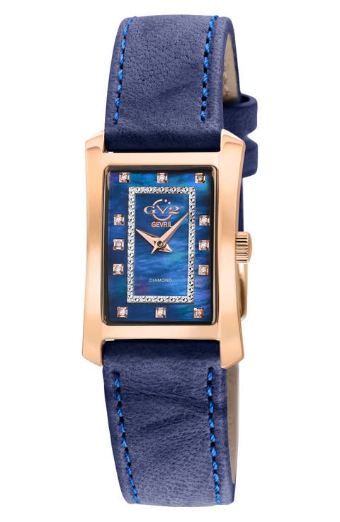 Luino Diamond Embellished Leather Strap Watch, 23mm x 29mm - 0.084 ctw.