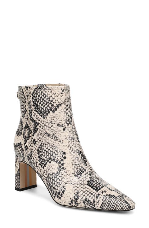 Saige 4 Croc Embossed Leather Bootie