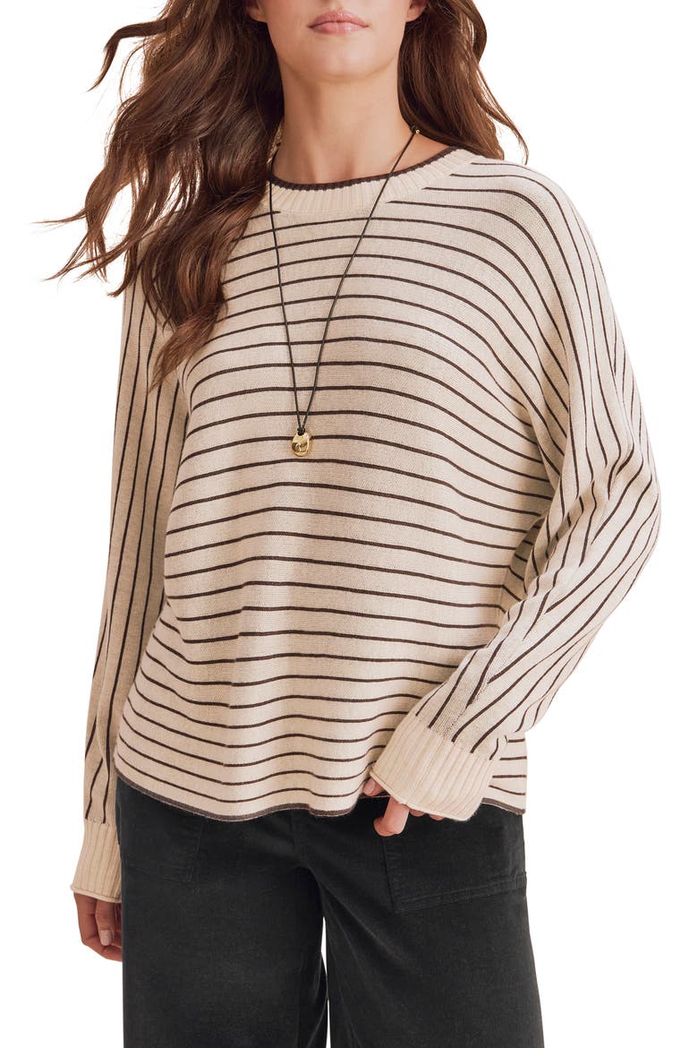 Georgie Stripe Pullover Sweater, Main, color, JAVA/ WHEAT HEATHER