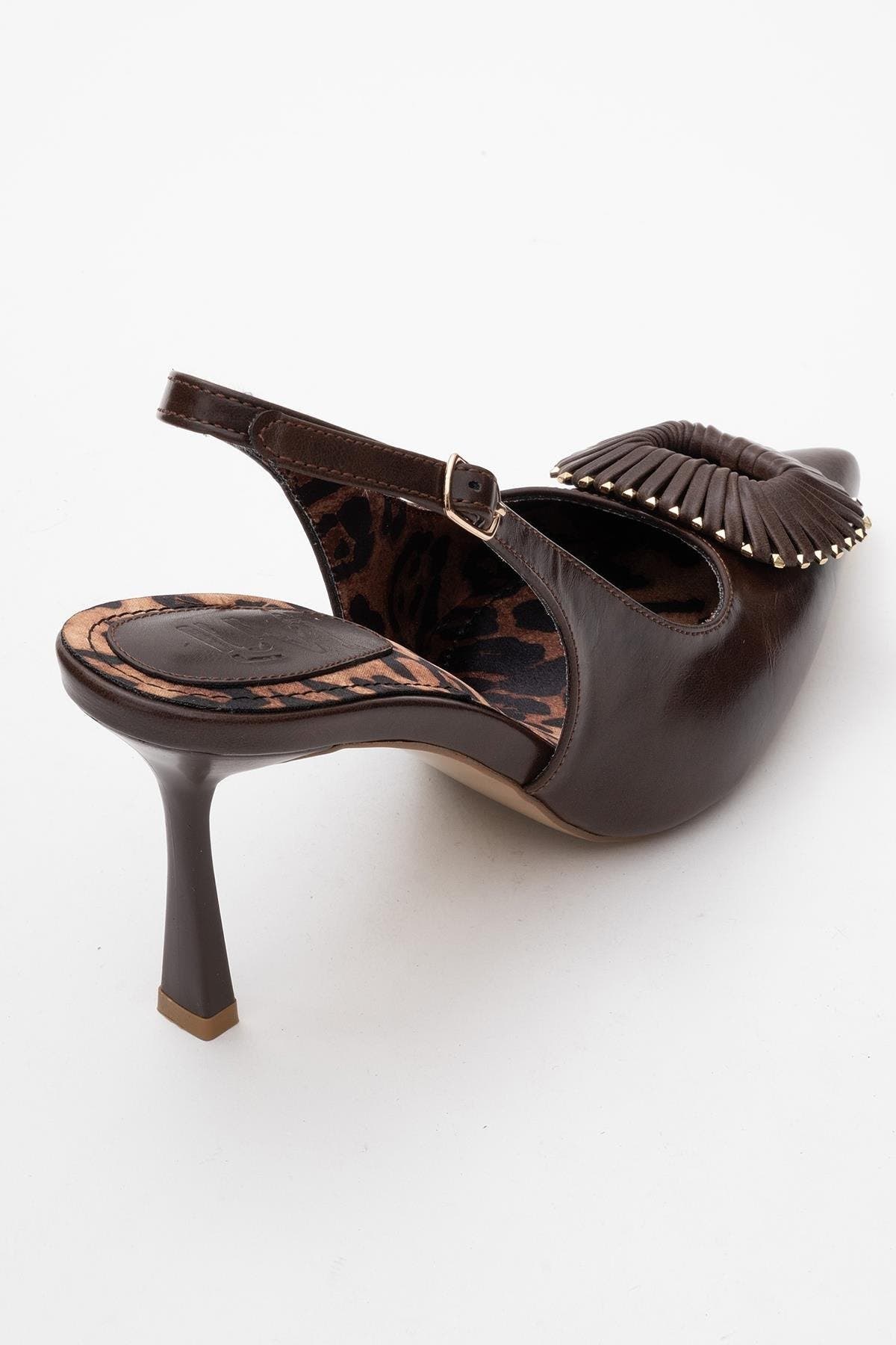Spera Buckled Pointed Toe Pump, Alternate, color, Brown Pattern