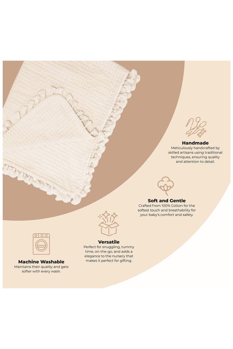 Birch Tassel Waffle Knit Cotton Baby Blanket, Alternate, color, WHITE