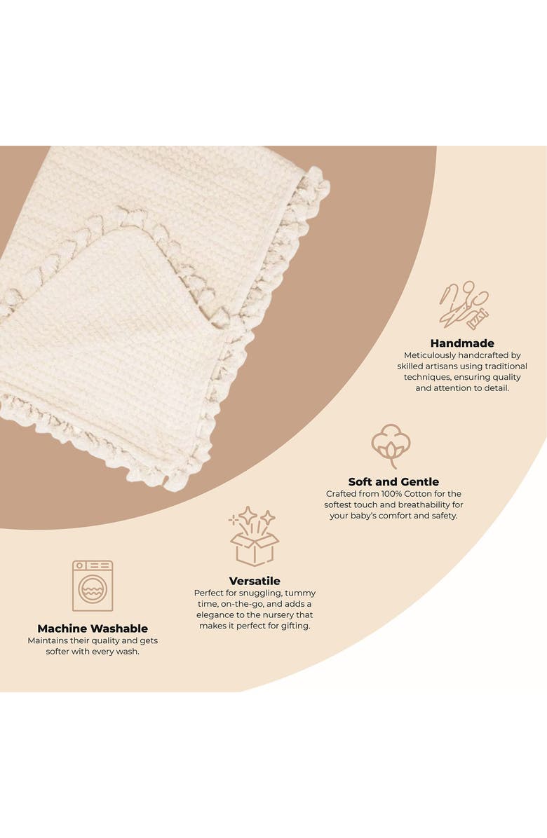CRANE BABY Birch Tassel Waffle Knit Cotton Baby Blanket, Alternate, color, White