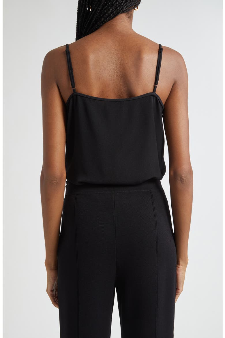 Lace Trim Silk Crepe Camisole, Alternate, color, BLACK