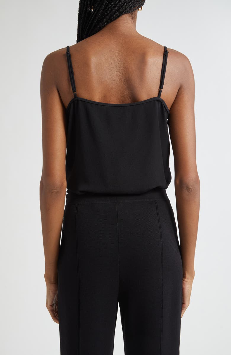 ST. JOHN Lace Trim Silk Crepe Camisole, Alternate, color, Black