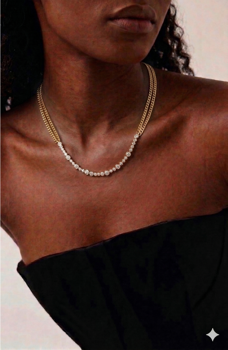 YOJ Stan Celestial Crystal Necklace in Gold, Alternate, color, Gold