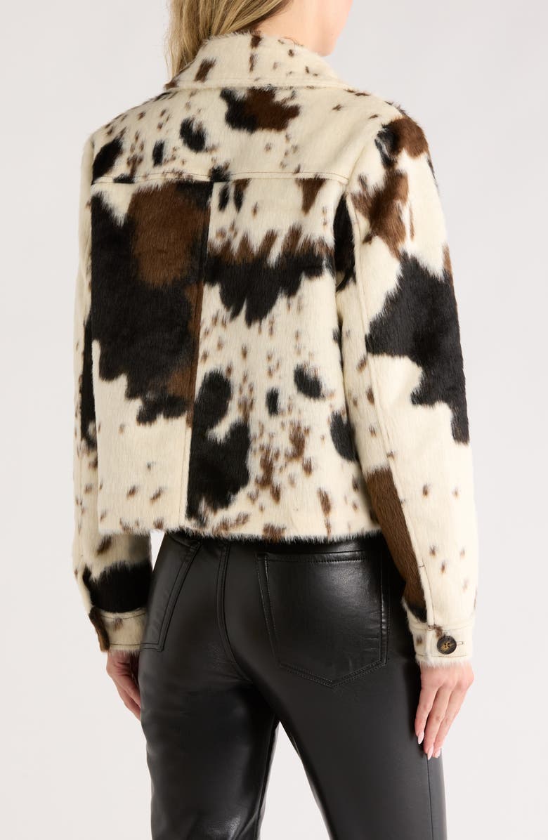 Bernardo Cow Print Faux Fur Jacket, Alternate, color, Cow Print