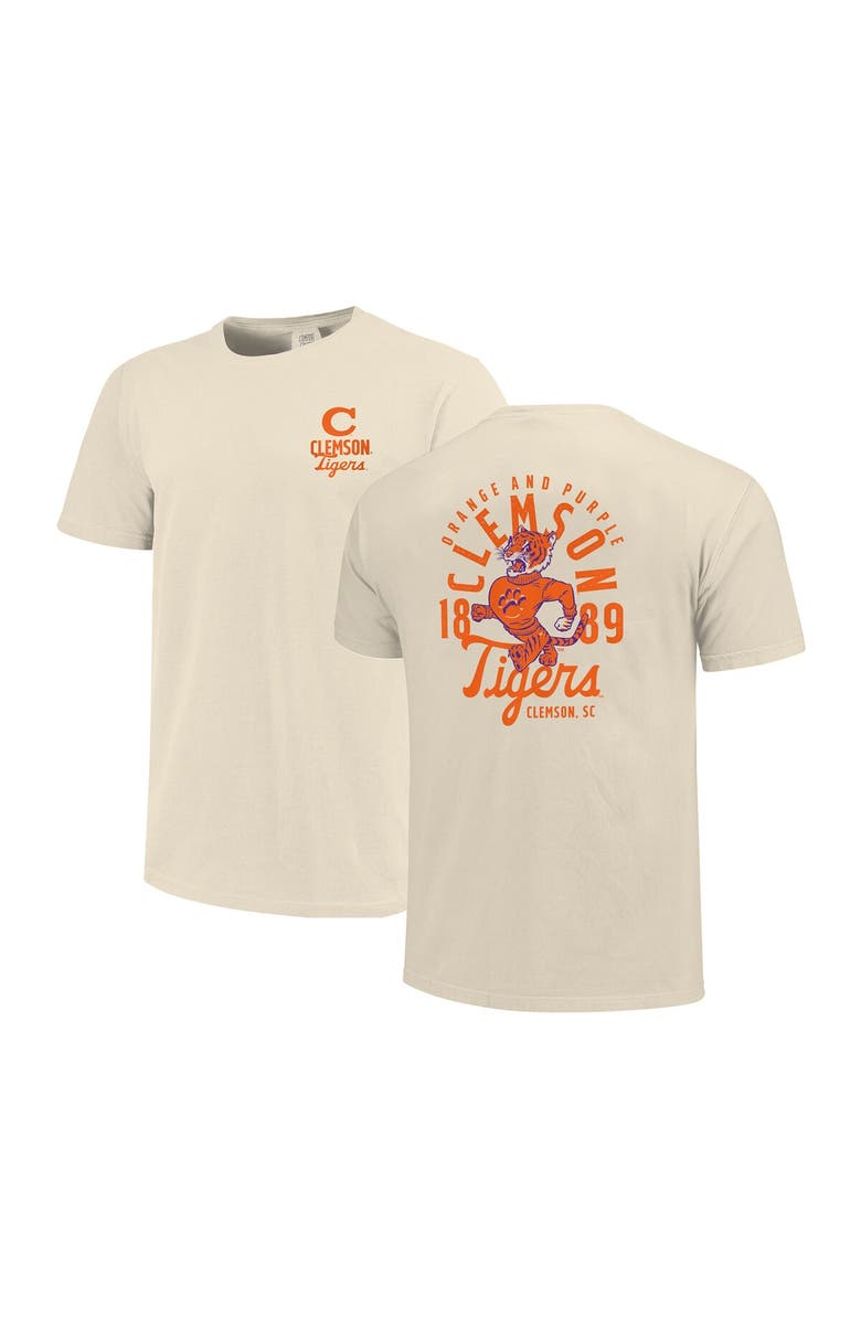 IMAGE ONE Men's Cream Clemson Tigers Comfort Colors Mascot Overlay T-Shirt, Main, color, Cream