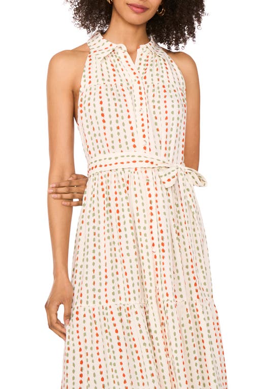 Two By Vince Camuto Print Tie Waist Sleeveless Maxi Shirtdress