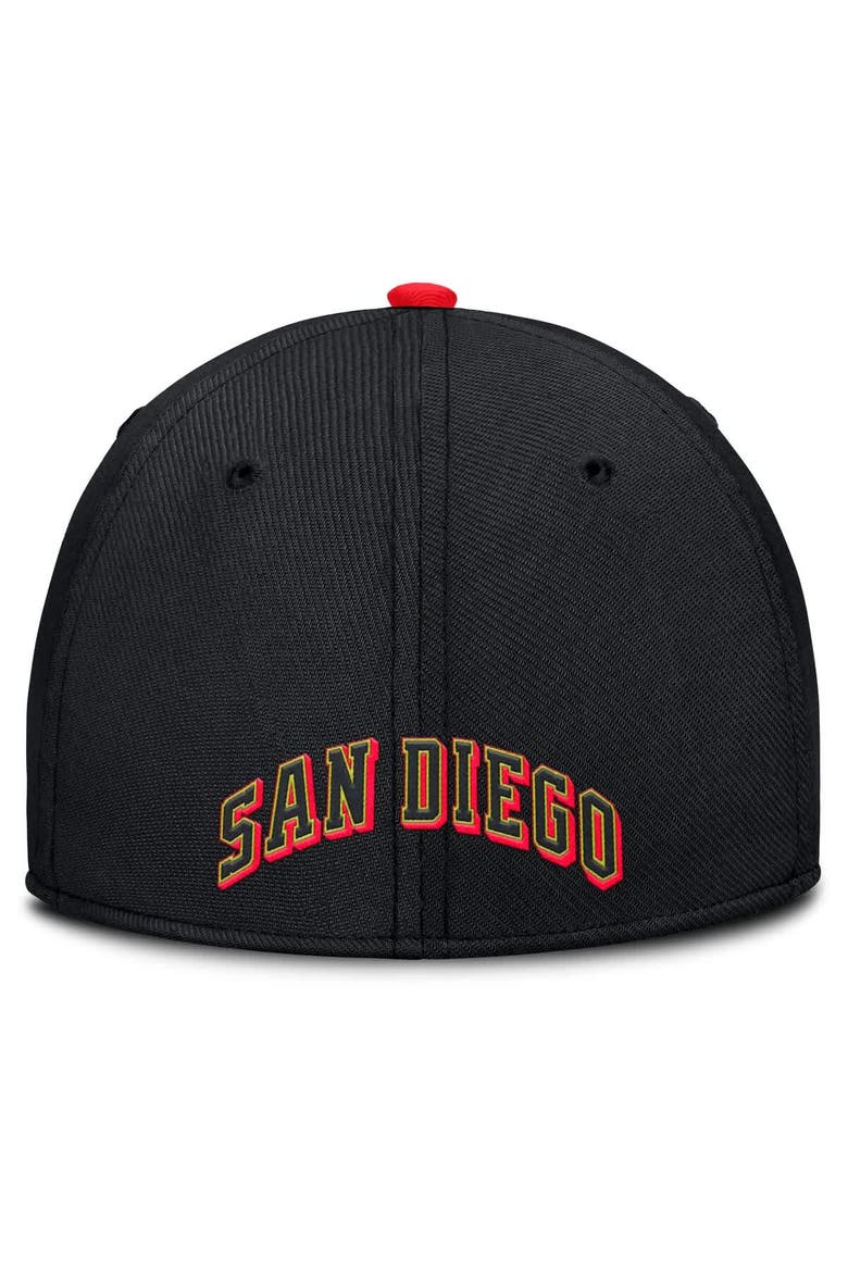 Men's Nike Crimson/Black San Diego Padres Neon 90s Rise SwooshFlex Hat, Alternate, color, Crimson
