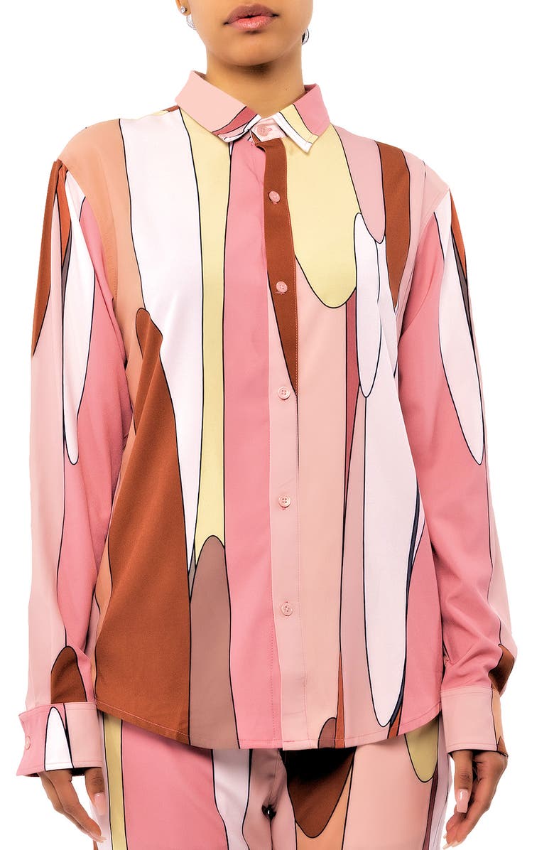 Dai Moda Drip Button-Up Shirt, Alternate, color, Misc