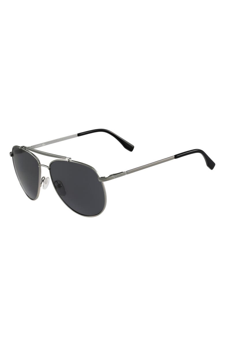 Lacoste 59mm Aviator Sunglasses, Alternate, color, Gunmetal