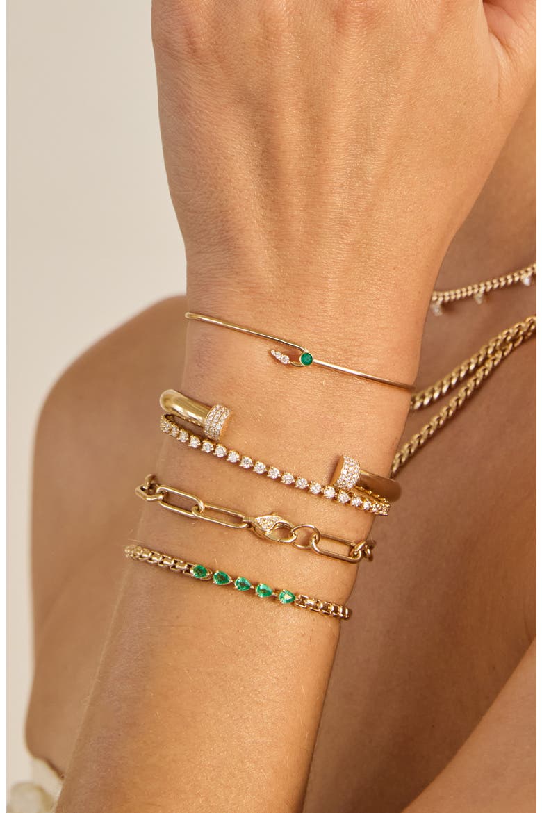 Emerald Pear Box Chain Bracelet, Alternate, color, 14K YELLOW GOLD