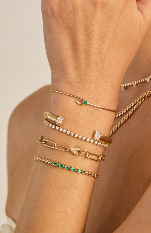 Zoë Chicco Emerald Pear Box Chain Bracelet In Gold