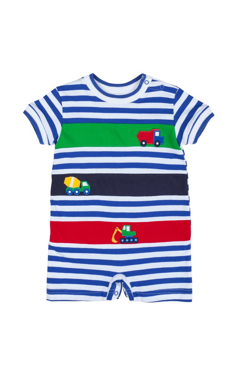 Florence Eiseman Knit Shortall With Trucks, Main, color, White / Royal