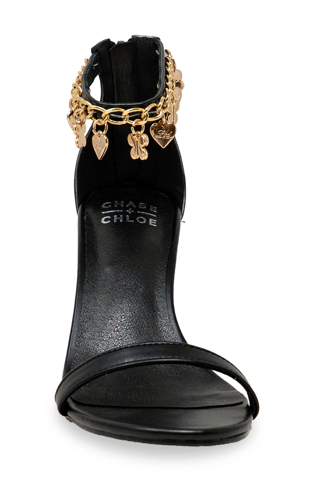 CHASE AND CHLOE Iridessa Charm Ankle Strap Sandal, Alternate, color, Black