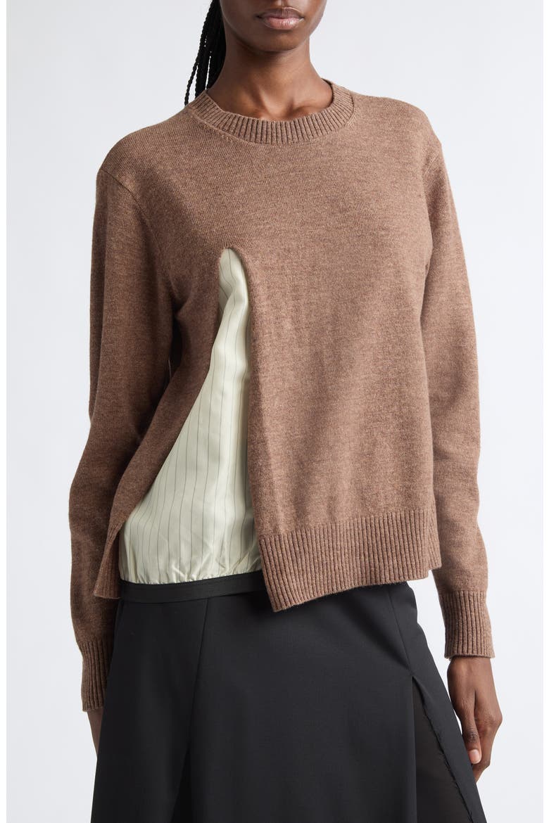 Wool Blend Sweater, Alternate, color, TOP BROWN
