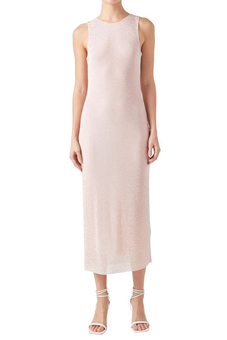 Embellished Rhinestone Mesh Midi Dress, Alternate, color, LIGHT PINK