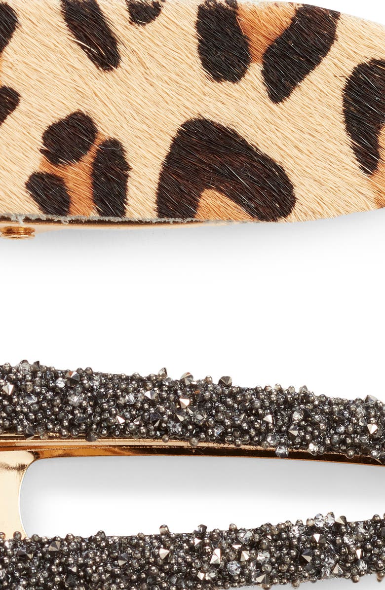 BP. x Claudia Sulewski Set of 2 Leopard & Glitter Hair Clips, Alternate, color, 