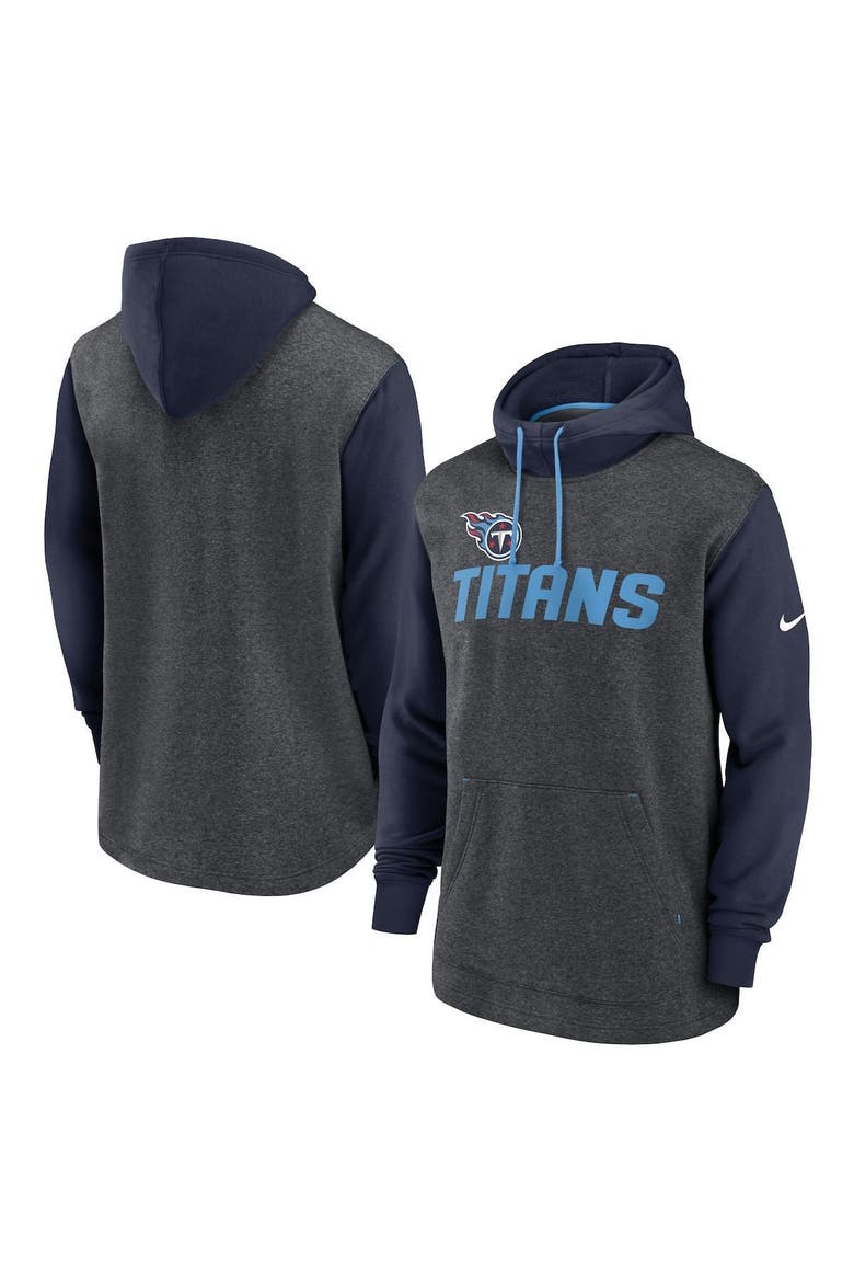 Men's Nike Heathered Charcoal/Navy Tennessee Titans Surrey Legacy Pullover Hoodie, Main, color, Heather Charcoal