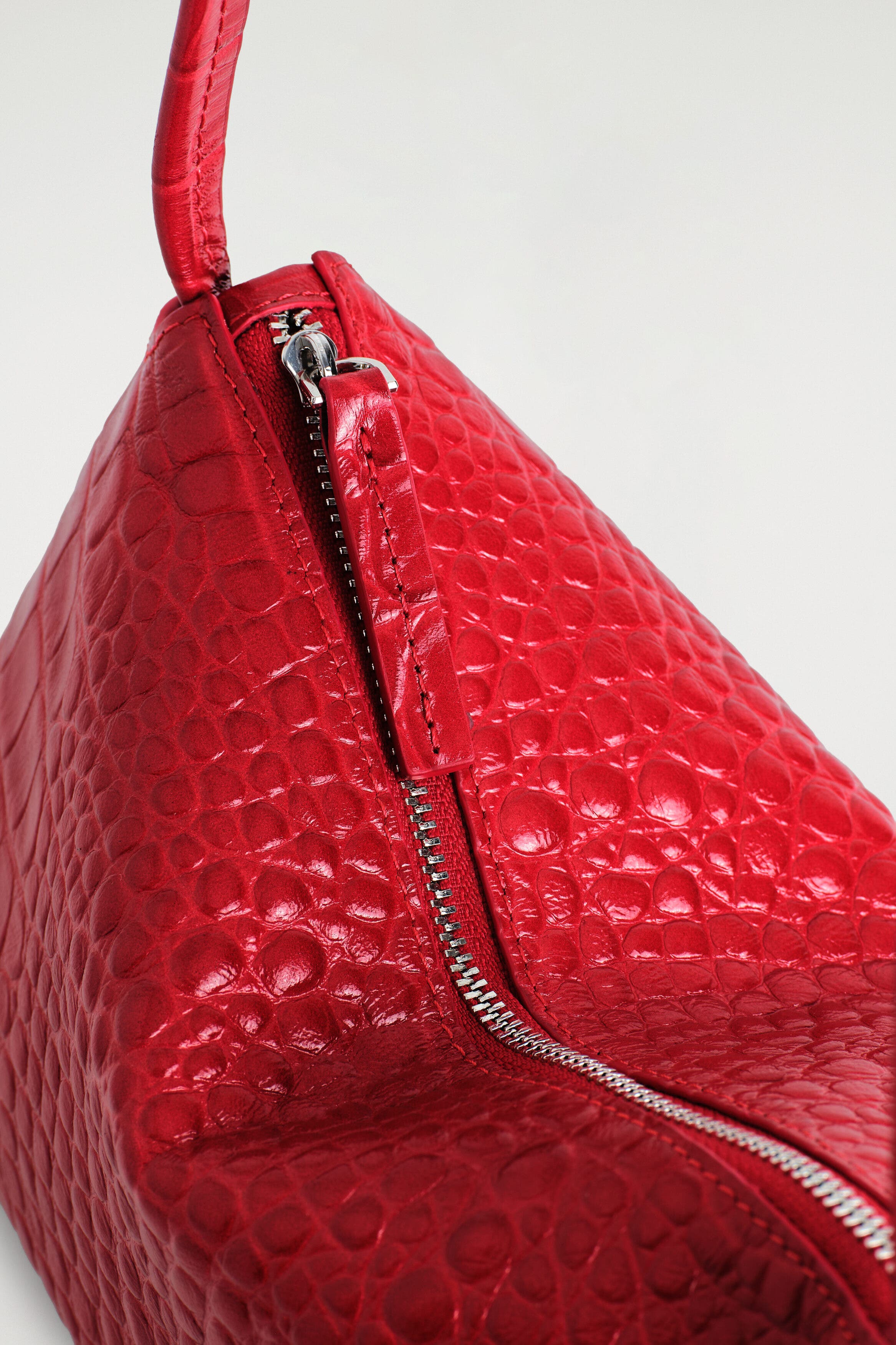 Mini Pavilion Shoulder Bag - Leather, Alternate, color, RED / CROC EFFECT