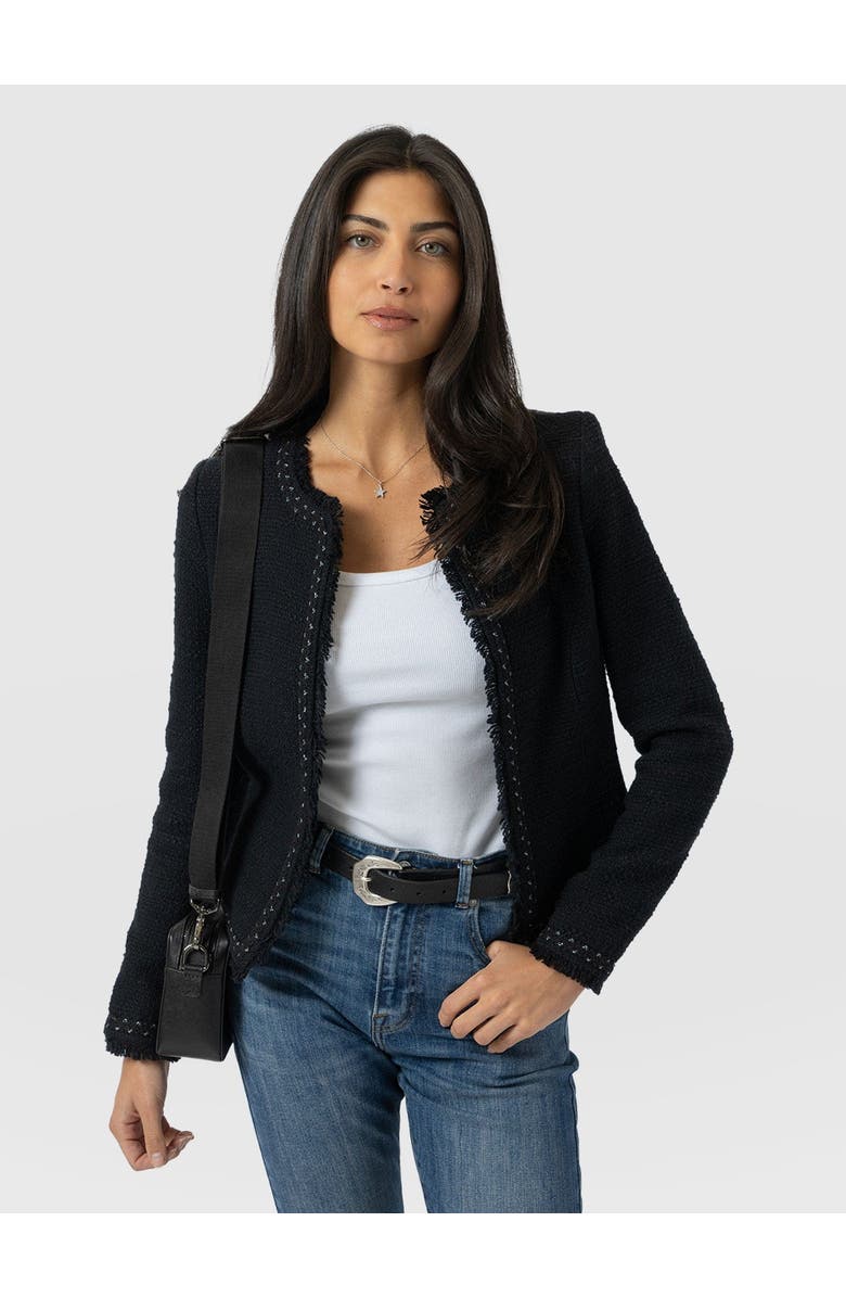 Saint + Sofia Rayner Jacket, Alternate, color, Black Bouclé