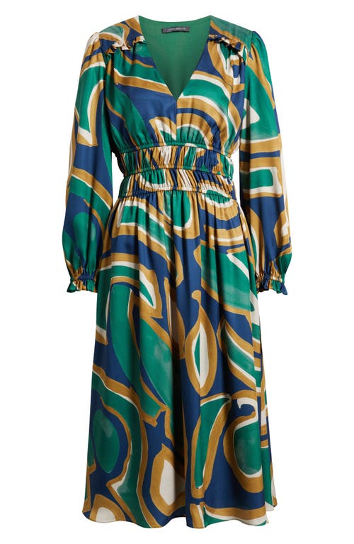 Julia Jordan Abstract Print Long Sleeve Midi Dress In Green
