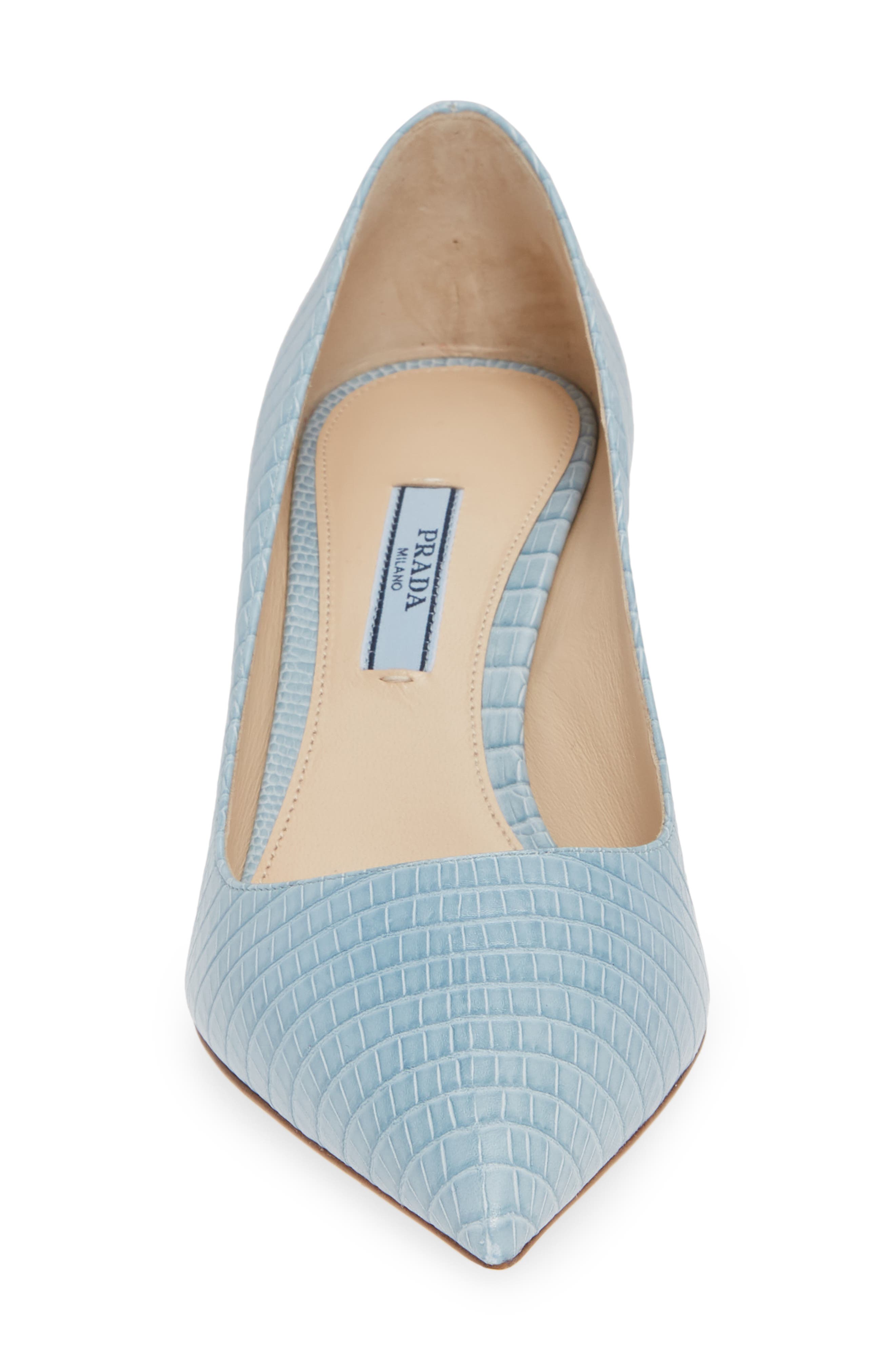 Prada Croc Embossed Pointed Toe Pump, Alternate, color, 